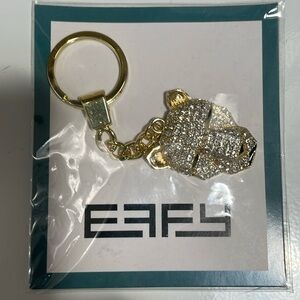 Effy Panther Head Gold Tone Rhinestone Crystal keychain.  Brand new. Gorgeous!